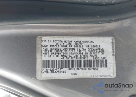 1995 Toyota Camry Le из США, поврежденный, VIN 4T1GK12E0SU108035